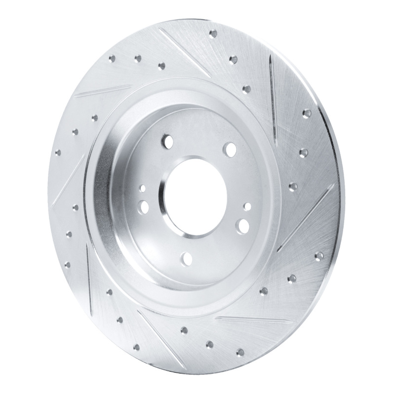 Hyundai SANTA FE Brake Rotor (1) - Rear Left - R1 Concepts - Drilled & Slotted - Silver - `21-`25